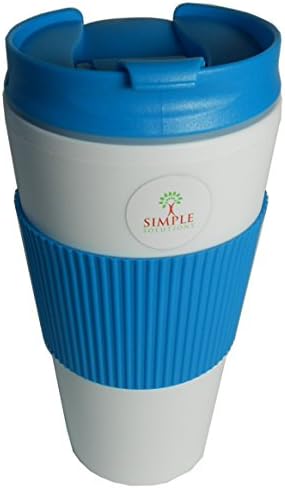 Simple Solutions Best Colorful Coffee Travel Mug, Various Styles to Go, 16 Ounces, Plastic, with Bonus E-book (Sapphire Blue)
