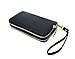 Hoxis Generous Double Zip-around Faux Texture Leather Organizer Wallet/ Office Lady Wristlet, Black