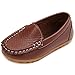 LONSOEN Toddler/Little Kid Boys Girls Soft Synthetic Leather Loafer Slip-On Boat-Dress Shoes/Sneakers,Brown,SHF103 CN25