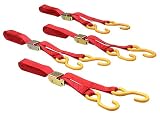 Crawford-Lehigh 6381 6-Foot Ratchet Tie Down Strap With Vinyl Coated Steel Hooks, 4-Pack