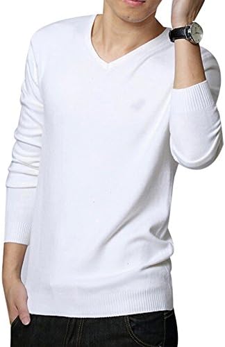 Moon Soul Comfortably Collared Men's Slim Fit V-Neck Long Sleeve Sweater