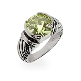 Designer Inspired Round Cut Peridot CZ Cable Ring