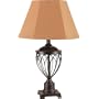 Royce Lighting RLT5141SM/1-21 Brookhaven Collection Single-Light Indoor/Outdoor Table Lamp, Ochre Fabric Shades, Grecian Bronze Finish