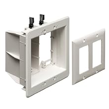 Arlington TVBU505-1 Recessed TV Box Wall Plate Kit Paintable 2-Gang, White