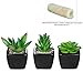 MyGift Set of 3 Modern Square Black Ceramic Artificial Succulent Planter/Mini Faux Potted Plants