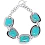 Sterling Silver Turquoise Inlay Irregular-Shaped Bracelet with Toggle Closure