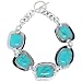 Sterling Silver Turquoise Inlay Irregular-Shaped Bracelet with Toggle Closure