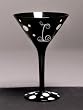 Personalitini - Monogram Black Polka Dot Martini Glass - I
