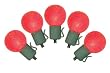 Set of 10 Battery Operated Sugared Red LED G30 Christmas Lights - Green Wire