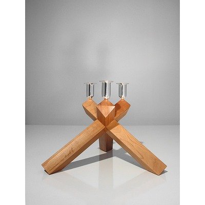 No.2 Cherry Wood Silver Aluminum Candelabra