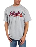 MLB Men's Atlanta Braves Official Road Wordmark Short Sleeve Basic Tee (Steel Heather, XX-Large)