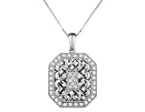 Vintage Diamond 1/3 Carat (ctw) Locket Pendant in 14K White Gold with Chain