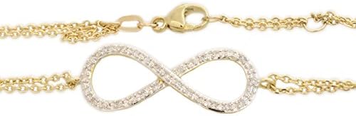 Infinity Gold Bracelet 10k Yellow Gold &amp; Diamonds Good Luck Symbol Bracelet