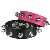 Pink Spiked Leather Wristband
