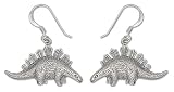 Sterling Silver Dangle Earrings, 'Dinosaur Shield' 1.5 W 1.3 L