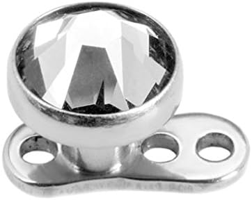 Swanjo Grade 23 Titanium Clear Gem 3 Holes 2.5mm Rise Dermal Anchor Base Top Set Jewelry
