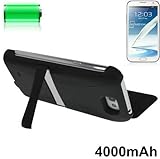 Avante 4000mAh Portable Power Bank / External Battery with Flip Leather Case for Samsung Galaxy Note II / N7100 -Black
