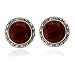 Sterling Silver Marcasite and Faceted Carnelian Button Earrings