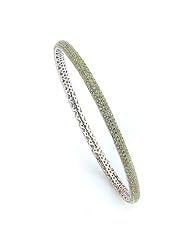 Sterling Silver Cubic Zirconium Silver with Yellow Bangle