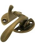 Solid Brass Right Hand Flush Hoosier Latch in Antique-By-Hand Finish.