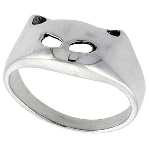 Sterling Silver Cat Face Ring (Available in Sizes 6 to 10) size 10