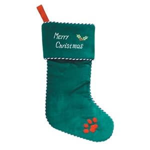 green velvet dog christmas stocking