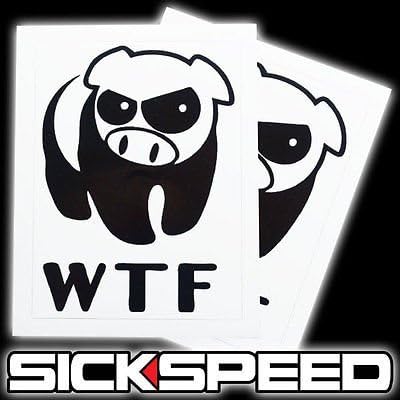 2Pc Wtf Pig What The Fu** Vinyl Sticker Decal Stickerbomb Bomb Funny Spoof Lot for Hummer H3