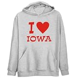 I LOVE Iowa Usa States Mens Hoodie (Heather Gray, Sizes X-Small - XXX-Large)