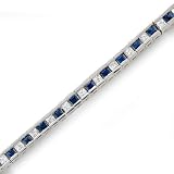 14k White Gold Princess-cut Diamond and Blue Sapphire Tennis Bracelet (3 1/2 cttw, H-I, I1-I2)