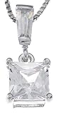 925 Sterling Silver Princess Cut CZ Pendant