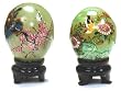 Hand painted jade eggs with stand