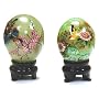 Hand painted jade eggs with stand