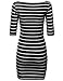 Made by Emma Basic Every Day Boat Neck Stripe 3/4 Sleeve Dress Black White S