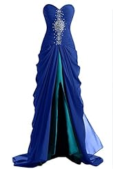 Chiffon Sleeveless Sweetheart Crystal Pleated Evening Dress/Homecoming Dress/Prom Dress/Party Dress  with a Brush/Sweep Train 