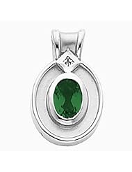 14K White Gold Oval Cut Chrome Tourmaline and Diamond Pendant -- LIFETIME WARRANTY