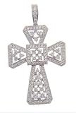 14k White Gold 136 Diamonds Victorian Elegance Cross Pendant