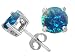 3.00 cttw 925 Sterling Silver Round 7mm Lab Created Blue Opal Earring Studs