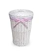Round Wicker Hamper- White/ White