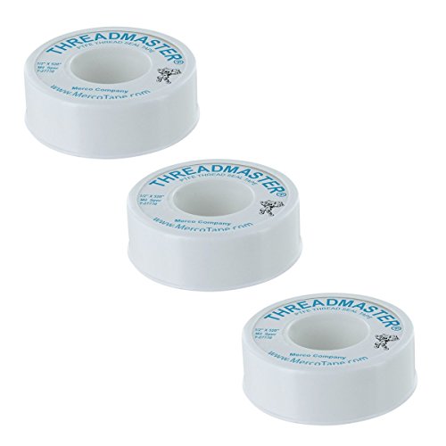 M 44 Threadmaster Teflon Thread Tape 1/2 in x 520in - 3 Pack | Premium Grade PTFE Teflon Tape Plumbing | Water Sealant Pipe Tape | Plumbers Tape for Shower Head and Secure Sealing