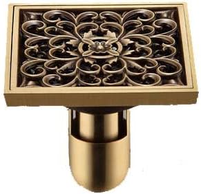 LeviLife Square carved deep water seal floor drain odor,Copper flower Floor drain D811,Size: 10 x 10cm