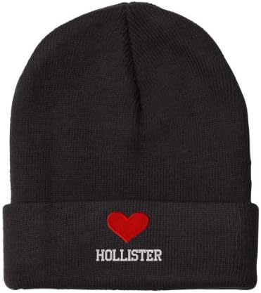 I Love Heart Hollister Ca City Embroidered Beanie Cap