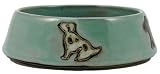 16 Oz. MARA COLLECTION Stoneware PUPPY DOG Pet FEEDING Or WATER Dish BOWL Abstract Dogs GREEN