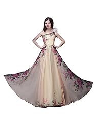 Belted General Print 2015 One Shoulder Chiffon/Satin Evening Dress/Prom Dress 