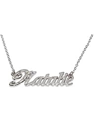 Name Necklaces Natalie - Personalized Necklace White Gold Plated 18K, Belcher Chain, 2mm Thick