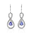 Earrings With 4.17ctw Precious Stones - Genuine Clean Diamonds and Tanzanites Beautifully Crafted in 14K White Gold. Total item weight 8.10g Length 47.0mm