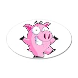 22x14 Oval Wall Vinyl Sticker Pig Cartoon