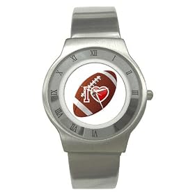 Stainless Steel Watch of I Love Football (Raiders, Steelers, Chargers, Titans, Cardinals, Bears, Cowboys, Packers, Giants, Eagles, 49ers, Seahawks, Buccaneers, Redskins)