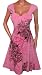 FUNFASH PINK ROSE FLORAL SUBLIMATION EMPIRE WAIST SLIMMING COCKTAIL DRESS NEW Plus Size Made in USA