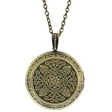 1 3/4 Inch Stunning Round Shape Flower Engraved Locket Pendant And 28 Inch Chain