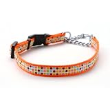 【中型犬用しつけ首輪】アミット バックル付きの装着しやすいハーフチェーンカラー Mサイズ 色:103　水玉